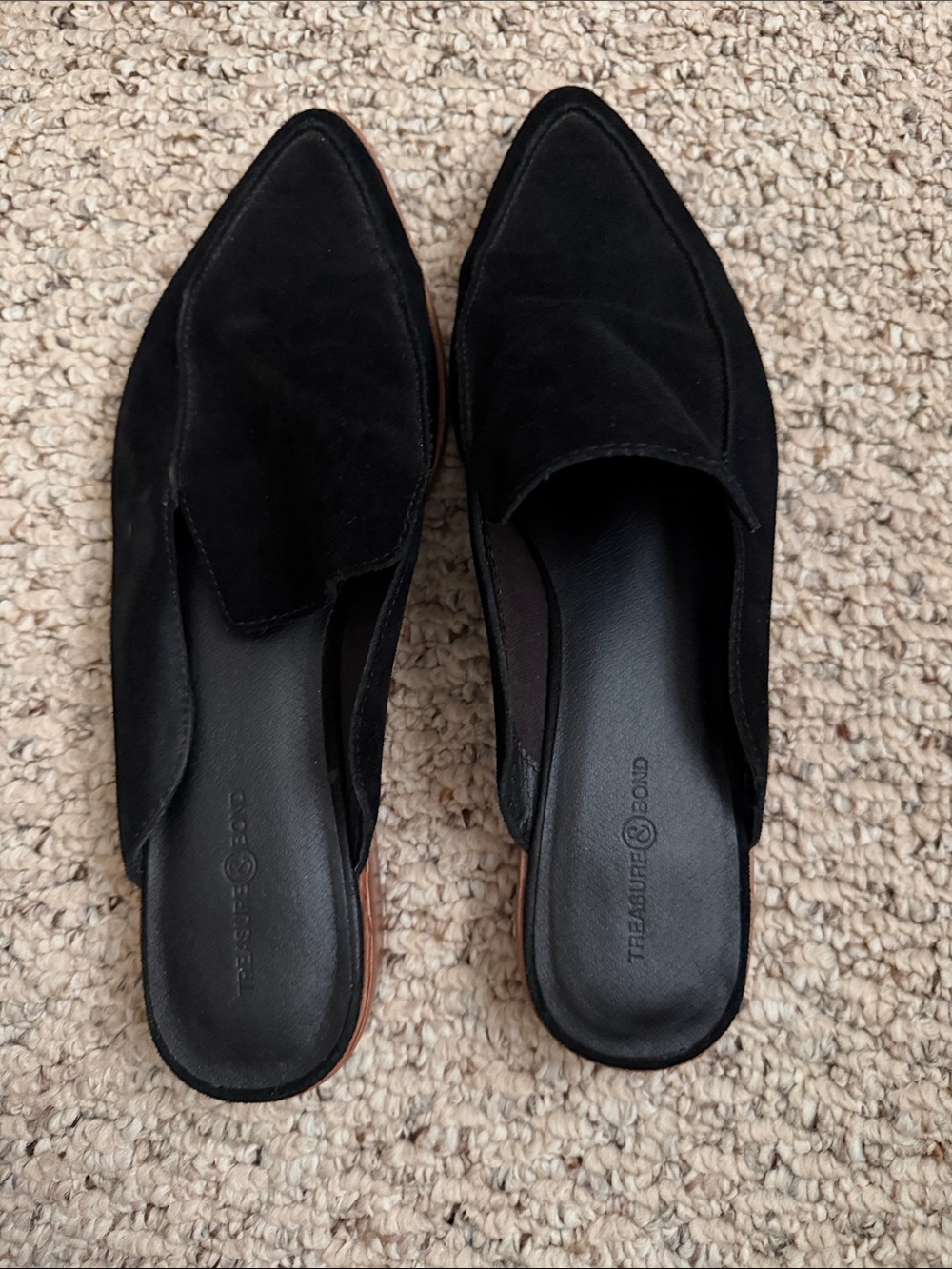 Treasure & Bond Black Pointed-Toe Slip-On Mules SZ 9